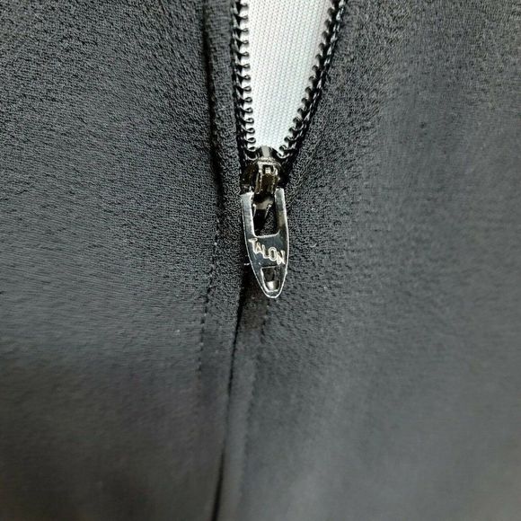 Vintage 80s 90s Ursula of Switzerland Black Surplice Faux Wrap Sheath Dress - Picture 8 of 10